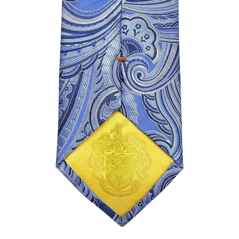 Donald J Trump Signature Collection Silk Tie Blue Paisley Gold Bar Necktie